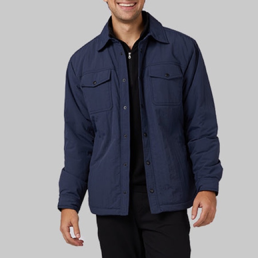 32 Degrees Heat Men’s Navy Padded Full Zip Buttoned Shacket Jacket Size XL